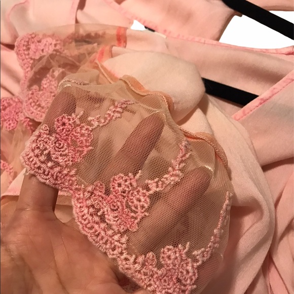 Velzera Antique Vintage Lace Trim Babydoll Pink Dress M - Picture 3 of 4